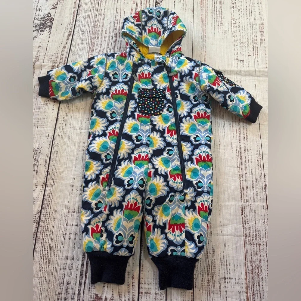 Hanna Andersson Baby Snowsuit Size 80 Nordic Print Hooded One Piece